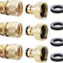 HQMPC Garden Hose Quick Connector Water Hose Quick Connect inch GHT Brass Easy Connect Fitting Quick Connect Hose Fittings Garden Hose Fitting Water Hose Connectors (3SETS)