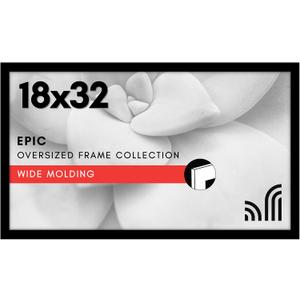 Americanflat 18x32 Poster Frame with Polished Plexiglass - Black Picture Frame - Wide Photo Frames Made of Engineered Wood for Vertical or Horizontal Wall Display - Epic Collection - Black