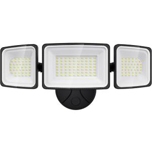 Onforu 100W Flood Lights Outdoor, 9000LM Brightness LED Light Outside, IP65 Waterproof LED Exterior Floodlight with 3 Adjustable Heads, 6500K White Outdoor Security Light for Yard Garage Eave (Black)