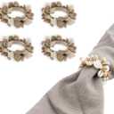 Karma, Seashell Napkin Holder Set of 4, Napkin Ring for Home and Kitchen Dcor, Seashell