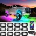 MICTUNING C2 Max RGB+IC Chasing Color LED Rock Lights - 12 Pods Underglow Lighting Kit, Dynamic Lighting Modes, Extensible Up to 24 Pods with Stable APP Control, IP68 Waterproof, DIY Effect
