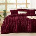 Bedsure Tufted Boho Comforter Set Queen Size - Dark Red Boho Bed Set, GentleSoft 3 Pieces Farmhouse Shabby Chic Embroidery Bedding, Gifts for Woman, Soft Jacquard Queen Comforter for All Seasons
