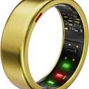 Smart Ring for Women Men- Sleep/Fitness/Stress/Heart Rate Tracker- Menstrual Records - 7 Days Battery Life - Wireless Charging - No APP Subscription - iOS & Android Compatible (Gold, Size 8)
