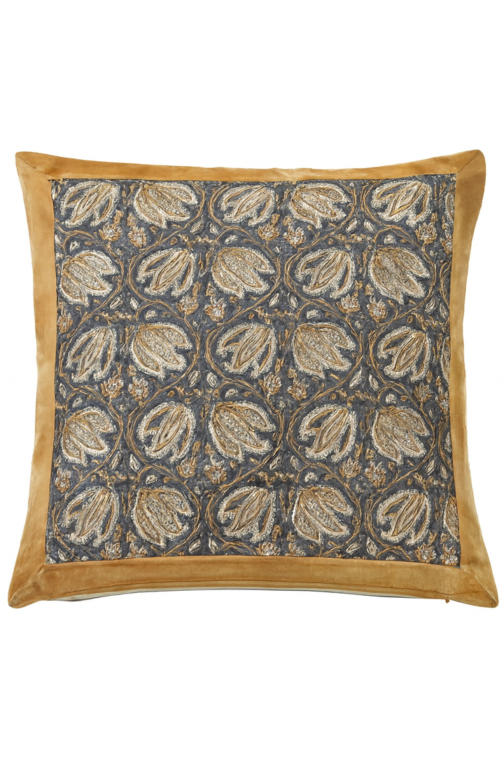 Palm & Loom 100% Cotton Linen Cushion Cover - Aira Decorative Throw Pillow Case with Mint Green & Blue with Ruffle - Modern Traditional Living Room, Bedroom Pillow Cover (Aira, 20" x 20" (Pack of 1)