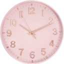 HZDHCLH Pink Wall Clocks Battery Operated,12 inch Silent Non Ticking Modern Wall Clock for Living Room Bedroom Kitchen Office Classroom Decor