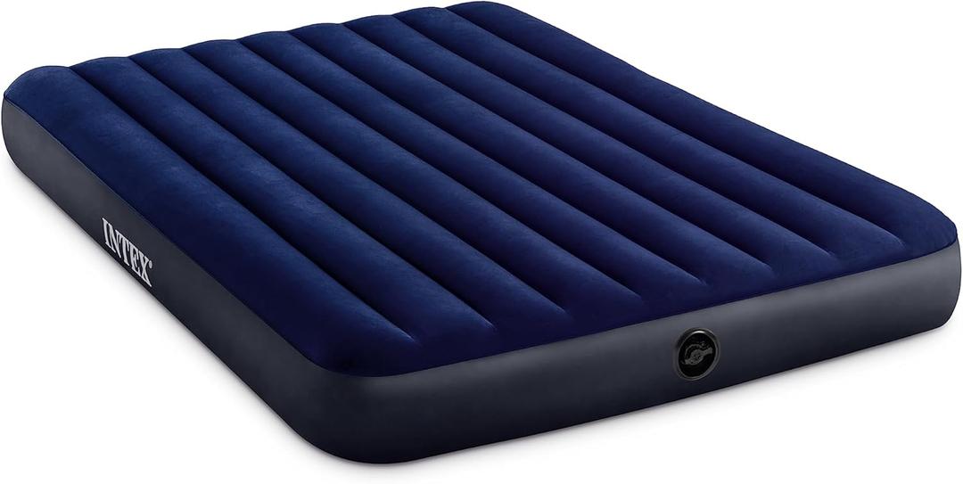 Intex 64759E Dura-Beam Standard Downy Air Mattress: Fiber-Tech Queen Size 10in Bed Height 600lb Weight Capacity Pump Sold Separately