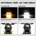 Motorcycle Front Fork LED Turn Signals Universal Sequential Switchback Running Lights 12V Amber Blinkers W/Mounting Bracket fit Honda Harley Yamaha Suzuki Kawasaki