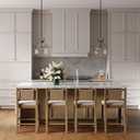 Nathan James Elodia Boho Counter Height Bar Stool with Back, Woven Seagrass Backrest and Solid Wood Frame, Light Brownm Set Of 4