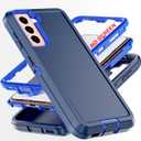 for S21 Case,[Military Grade] 3 in 1 Full Body Shockproof Dust/Drop Proof Heavy Duty Protection Cover,for Samsung Galaxy S21 6.2 Inch,Dark Blue+Blue