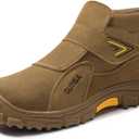 GLANOUDUN Steel Toe Boots for Men, Welding Work Boots with Puncture-Resistant Midsole, High Top Hook and Loop Safety Footwear for Welding Workshop Construction Warehouse Factory 38 
Brown