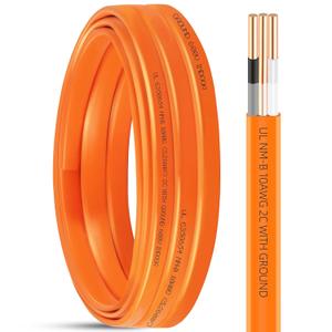15ft NM-B 10/2 Wire with Ground,10/2 Electrical Wire 10 Gauge Non-Metallic Sheathed NMB Cable,10-2 NM-B Copper 10 AWG 2 Conductors with Ground,Residential Solid Indoor Copper Wiring for Outlet,Switch