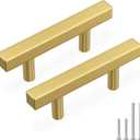 Haidms 20 Pack 2-1/2in Gold Cabinet Handles Brushed Brass Drawer Pulls Square Bar Hardware Pull for Kitchen Cupboard Dresser