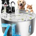 Dog Water Fountain for Large Dogs, 7L/1.8Gal 4200mAh Cordless Dog Water Dispenser, Stainless Steel Automatic Pet Water Fountain Indoor/Outdoor with Ultra-Quiet Pump Multi-Filter, Easy Clean