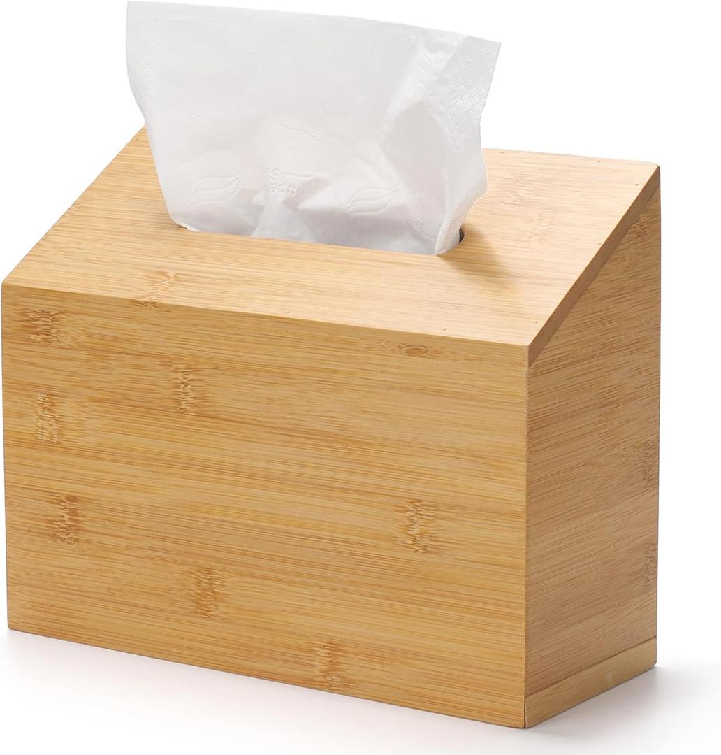 Hand Towel Box Cover Compatible with Kleenex Disposable Paper Hand Towels, Bamboo Wood Hand Towel Holder for Bathroom Kitchen Living Room Countertop