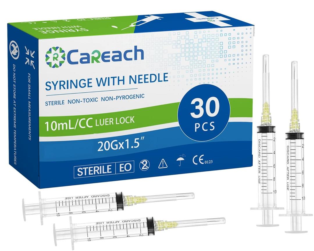 30 Packs 10mL Syringe with Needle 20 Gauge 1.5inch, Scientific Labs, Measuring and Refilling Inks