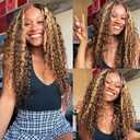 P427 Human Hair Bundles Ombre Highlight Bundle #4 Water Wave Human Hair 3 Bundles 16 18 20 inch Brown and Honey Blonde Color
