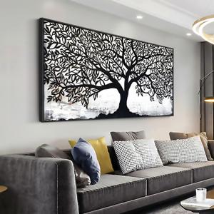 MooMel Wall Art Tree of Life Black and White Abstract Wall Art Canvas Painting for Living Room Bedroom Dining Room Home Office Decor Large Framed Ready to Hang 30"x60"