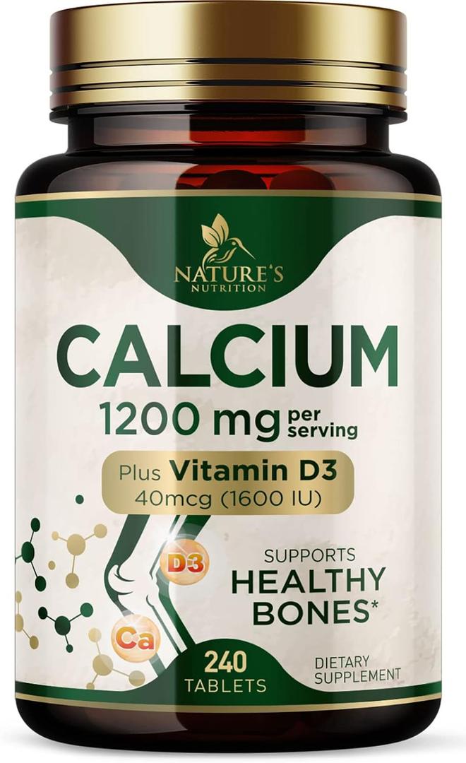 Calcium 1200 mg Per Serving with Vitamin D3 - Bone Health Supplement, Vitamin D & Calcium Supplements for Women & Men - Bone Strength & Teeth Support, Nature's Calcium Pills, USA Bottled - 240 Tablets