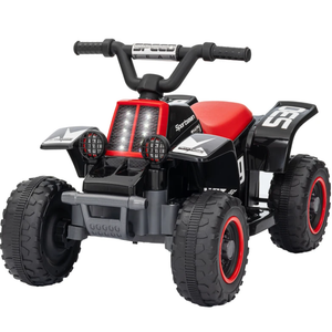 Qaba 6V Kids ATV Quad, 4 Wheeler Battery Powered Electric Ride on Car w/ Lights, Forward Backward, Black