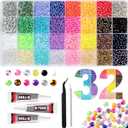 38000Pcs 32 Colors Jelly Rhinestones for Bedazzling, 3mm Resin Flatback Gems for Diamond Art, Bedazzler Kit with 3Pcs B7000 Jewelry Glue for Crafting Bedazzled Book Shoes Nail