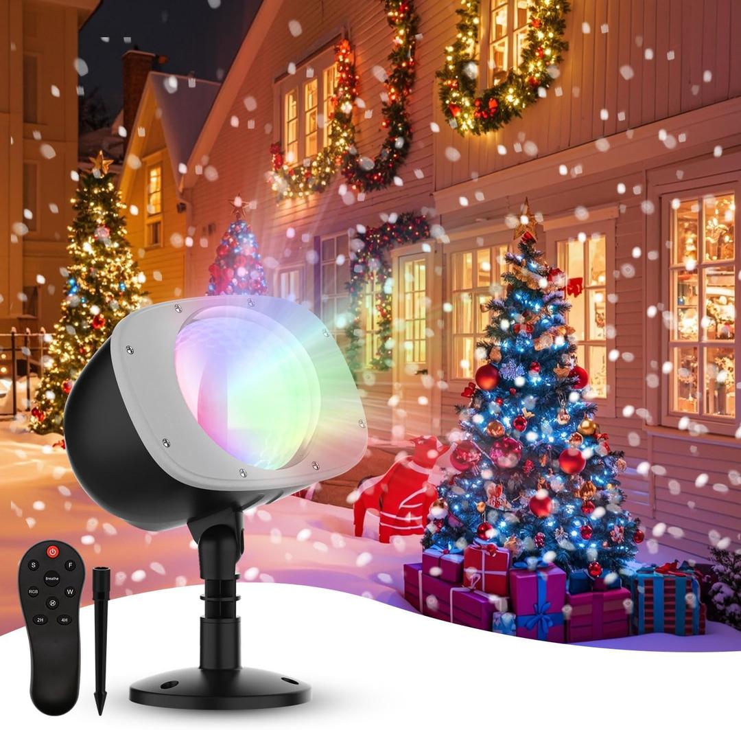 Christmas Snowfall Projector Lights, Holiday Projector Lights Waterproof Snow Flurries Landscape Spotlight with Remote for Xmas Party Wedding Home Decor