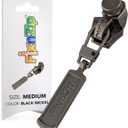 FixNZip Medium Black Nickel Zipper Repair Kit | Universal No-Sew Slider Replacement for Jackets, Sleeping Bags, Tents, and Duffel Bags | Instant and Reusable Zipper Repair Tool | Sizes 5-7