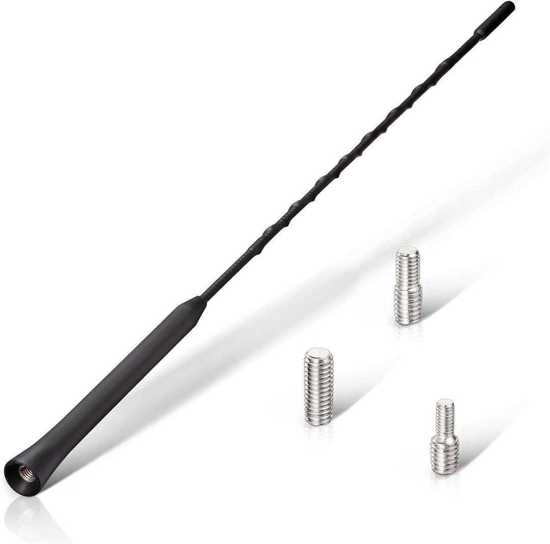 Eightwood Car Antenna Replacement 16 inch (Only for Roof-Mounted), AM FM Universal Roof Mount Car Radio Antenna Mast, Flexible Rubber Antennae with M4 M5 M6 Threaded Adapter