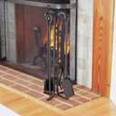 Pilgrim Home and Hearth 18003 Forged Fireplace Tool Set, 28" Tall, Matte Black