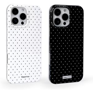 2 Pack Case for iPhone 14 Plus, Cute Polka Dot Shockproof TPU