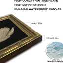 Vintage Gold Framed Swan Wall Art Antique White Swan Painting Canvas Print Dark Country Animals Picture Wall Decor Rustic Farmhouse Poster Artwork for Bedroom Living Room Home Decoration  16"L x 24"W