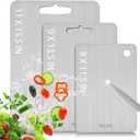 Stainless Steel Cutting Board for Kitchen, 316 Medical Grade Double Sided Non Toxic & Non Moldy, Dishwasher Safe Best Gift for Home Cooks/Outdoor Camping, Fit Meat/Vegetable/Fruit (3PC-S+L+XL)