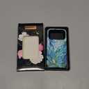 DorisMax for iPhone 17 Pro Case - Wireless Charging Compatible - Dual-Layer Hard Shell + Silicone Cover - Shockproof Protective Phone Case with Stylish Designs for Women - Blue Leaves Flower