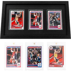 FramePro Trading Card Display Frame for 3 Standard Cards with Real Glass, Sports Collect Holder for Baseball Basketball Football Hocky Cards