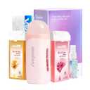 Waxfans Roll on Wax Kit, Waxing Kit for Women and Men, Wax Roller Waxing Kit for All Skin Types, Roll on Waxing Kit for Hair Removal, with Honey and Rose Wax Cartridges & 50 Pcs Wax Strips (Pink)