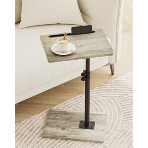 Masupu Sofa Arm Tray Table - 360 Swivel Height Adjustable End Table, Small Snack Side Table for Couch, C Shaped Table for Bed, Chair or TV Tray Table(Greige)