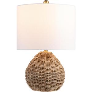 JONATHAN Y Kona 20.5" Rattan and Metal Table Lamp, Brown/Brass Gold