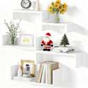 SRIWATANA Floating Shelves for Wall, Wall Shelves for Bathroom, Bedroom, Living Room, Kitchen, Office, Wood Shelves for Home Decor Set of 5 (Washed White)