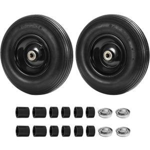 (2 PCS) 4.00-6 Tire and Wheel, 13" Flat Free Wheelbarrow Tire with 5/8" or 3/4" Bearings 4.00-6 Solid Tires for Wheelbarrows, Trolleys, Garden Carts,Hand Trucks
