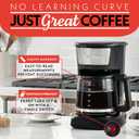 Gourmia 12 Cup One-Touch Coffee Maker Pause and Serve with Automatic Keep Warm, Easy View Water Window, Compact Design, Stainless Steel Accents, Black