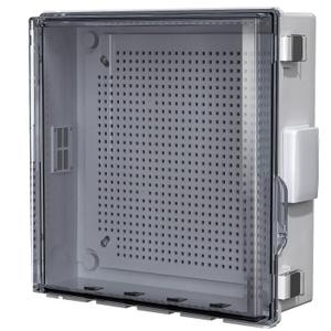 ABS Electrical Junction Box, Ventilated Design, Cable Grommets, IP65 Waterproof Enclosure, Indoor/Outdoor Use with Mounting Panel.. (Clear Cover, 13"x13"x5.1")