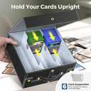 Budding Joy Card Storage Box for Trading Cards 1800+ with Small Case, MTG Commander Deck Box with Portable Handle, Magnetic Deck Case Fit for Top Loader TCG, PTCG, Magic, Sports Cards, Black Grey (3 Rows)