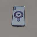 Liufcx for iPhone Xs Max 6.5" Love Heart Kickstand Case with 2X Screen Protector: Luxury Plated Gold Edge Slim Soft TPU Shockproof Protection Case Cover for iPhone Xs Max (Blue)