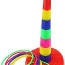 Ogrmar 18" Colorful Plastic Sport Ring Toss Game Set for Kids