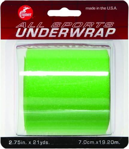 Cramer Tape Underwrap, Sports PreWrap for Athletic Ankle, Wrist, and Injury Taping Jobs, Hair Tie, Headband, Patella Support, Pre-Wrap Athletic Tape Supplies, 2.75" X 21 Yard Roll of Pre Wrap , Brite Green Pack of 3