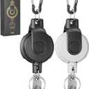 Retractable Keychain,Heavy Duty Carabiner Badge Holder, ID Badge Reel Key Chain with 31,8.8 OZ (2-pack Black & White)