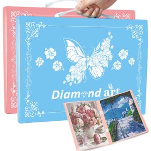 2 Pack A3 Storage Book for Diamond Painting, Handheld Diamond Art Portfolio Folder with 30 Pocket, Diamond Art Storage Book for 12x16 Diamond Painting Photo Picture