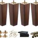 Wood Furniture Legs - 8 inch Sofa Legs Pack of 4 Square Brown Couch Legs, Mid Century Chair Feet, Sofa Replacement Parts, for Dresser, Sideboard, Recliner, Coffee Table