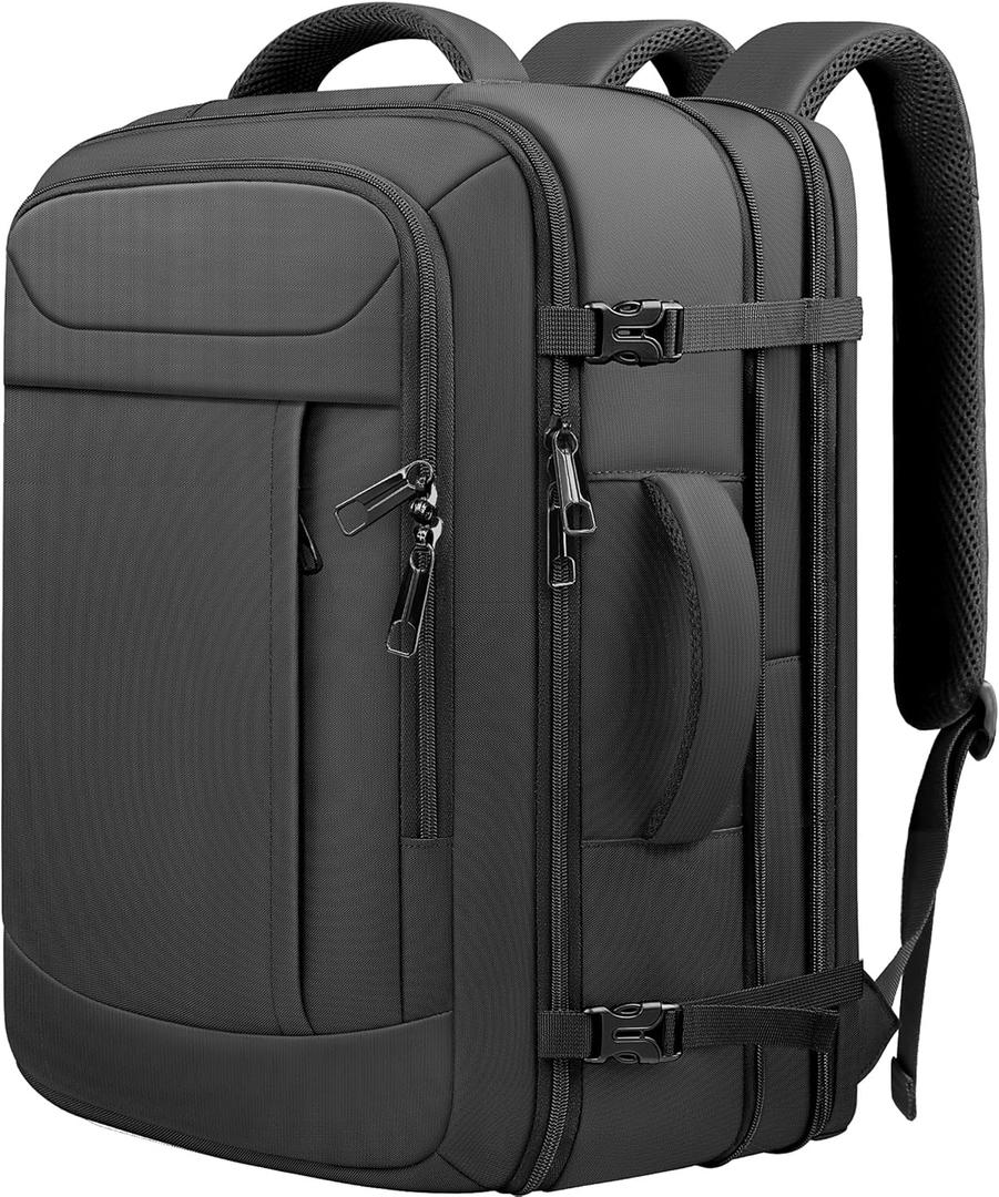 Travel Backpack with LifetimeWarranty, Expandable Carry On Backpack with Waterproof Wet Pocket for Men Women, Anti-Theft TSA Flight Approved 18 Inch Laptop Duffel Bag for Travel, Black (XX-Large(40-50L))