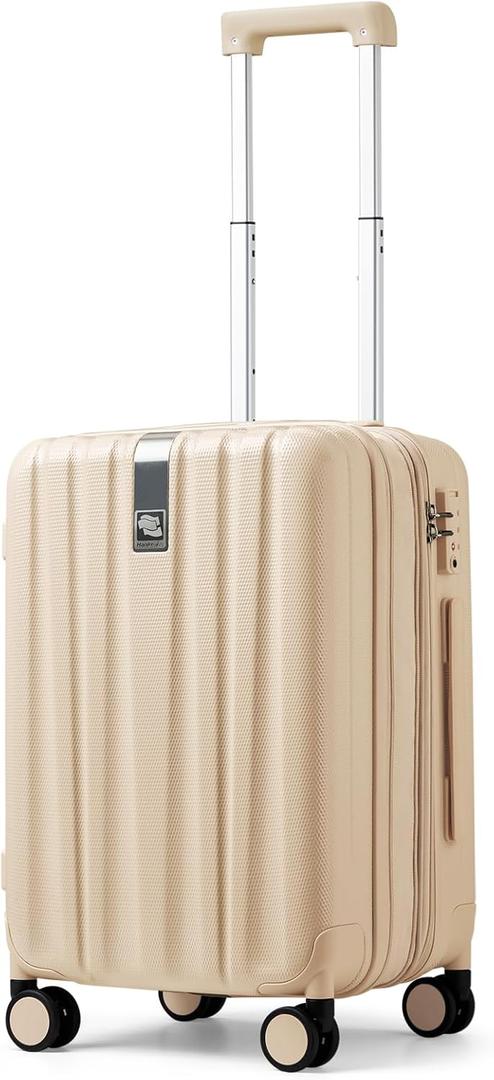 Hanke 20 Inch Expandable Carry on Luggage 22x14x9 Airline Approved Lightweight PC Hard Shell Suitcases with Wheels Travel Luggage Rolling Suitcase Travel Luggage Bag for Weekender(Cuba Sand Pink)
