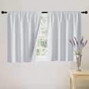 RYB HOME White 100% Blackout Curtains, Short Thermal Insulated Heat & UV Blocking Total Room Darkening Privacy Drapes for Small Window, Width 42 by Length 30, White, 2 Panels